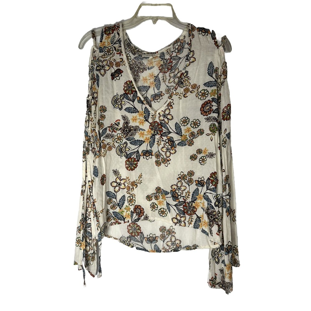 Honey Belle BOHO Floral print lace up long bell sleeve